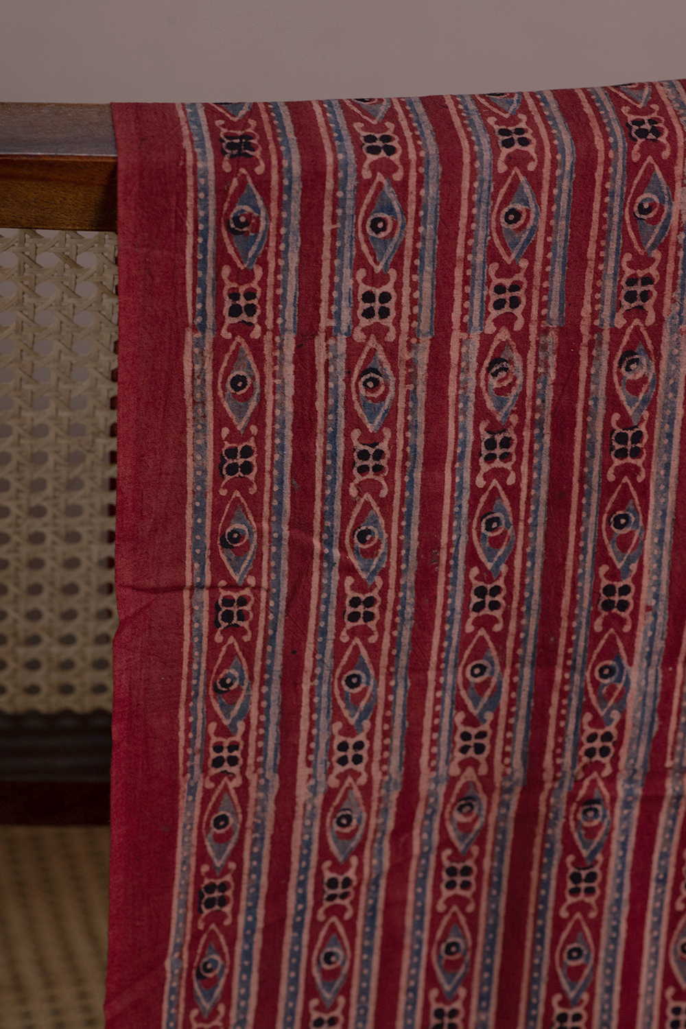 Rust Maroon Ajrak Cotton Fabric - Image 2