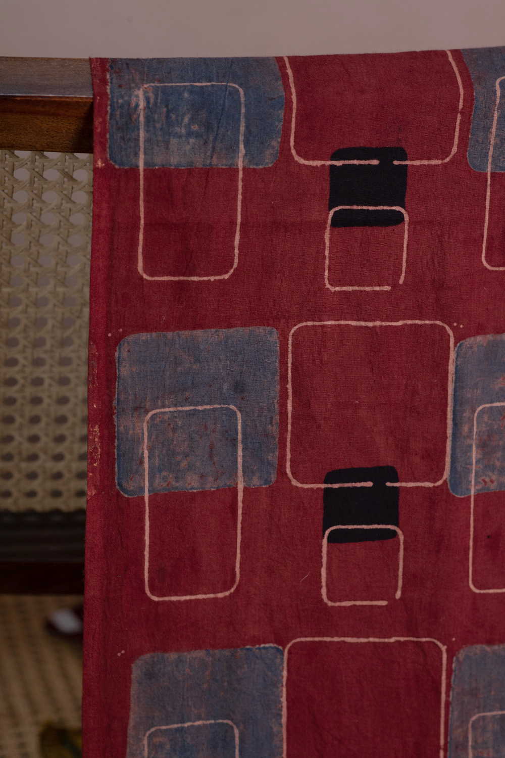 Maroon Ajrak Cotton Fabric - Image 2