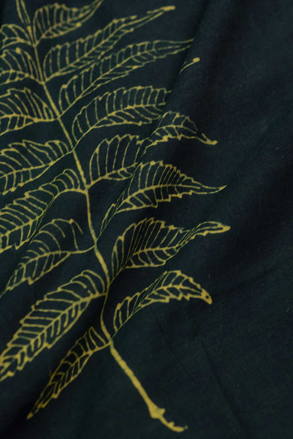 Leaf Motifs on Green Ajrak Cotton Fabric - Image 3