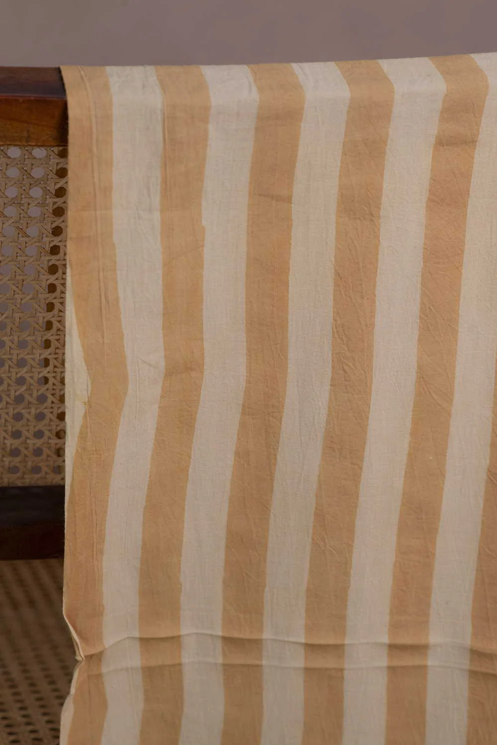 Stripes on Lighter Beige Ajrak Cotton Fabric - Image 2