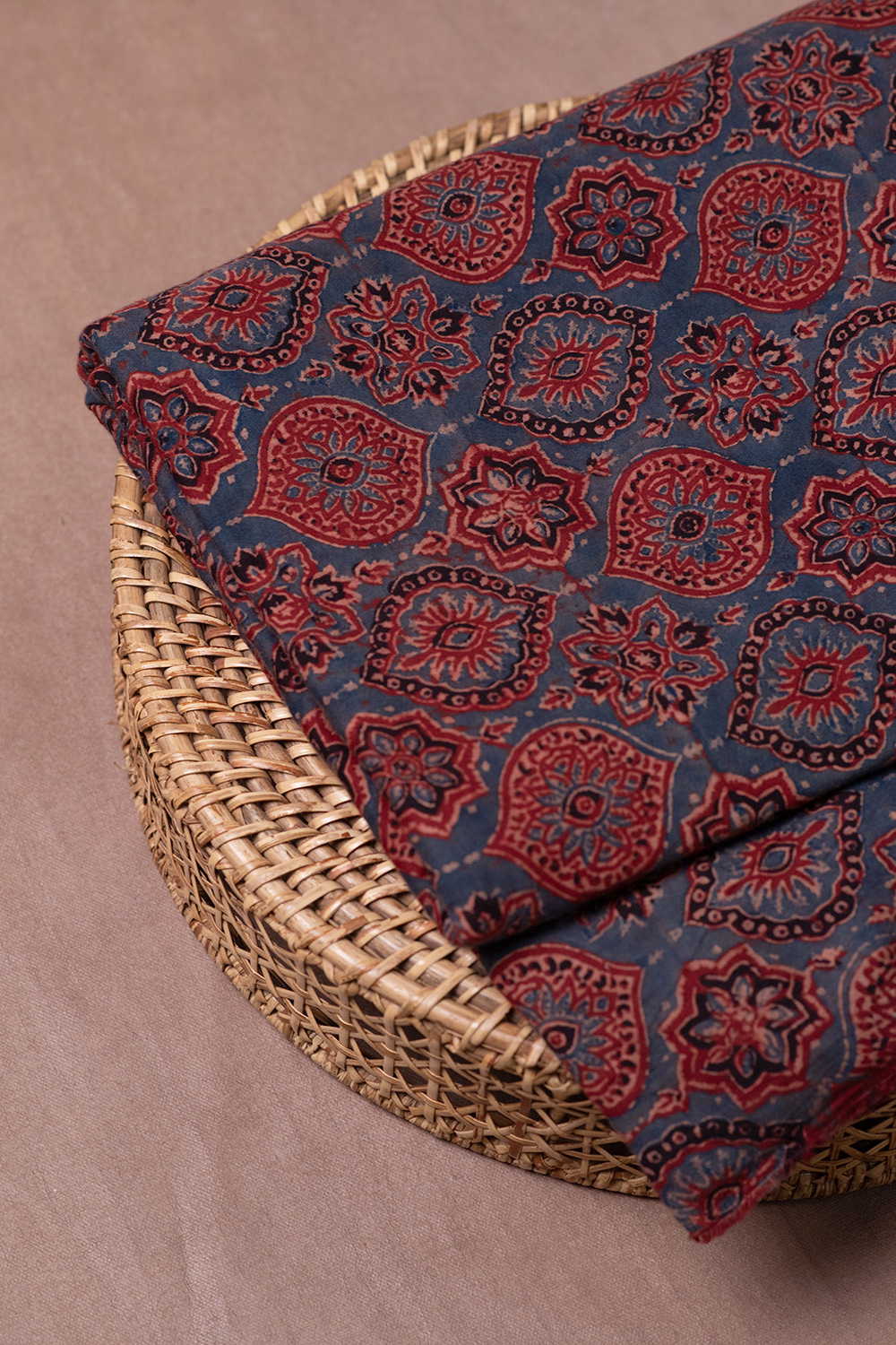 Maroon with Indigo Ajrak Cotton Fabric