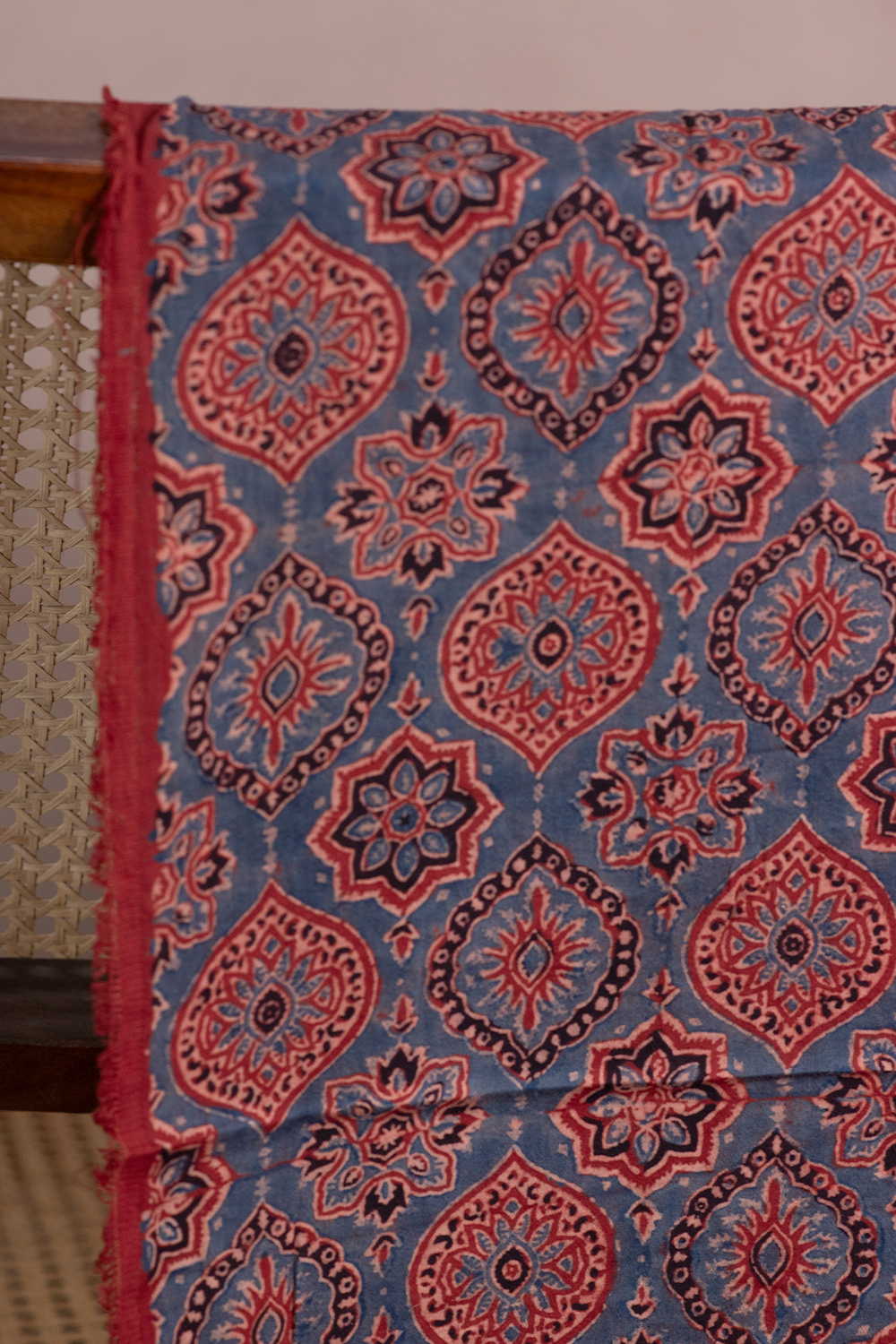 Maroon with Indigo Ajrak Cotton Fabric - Image 2