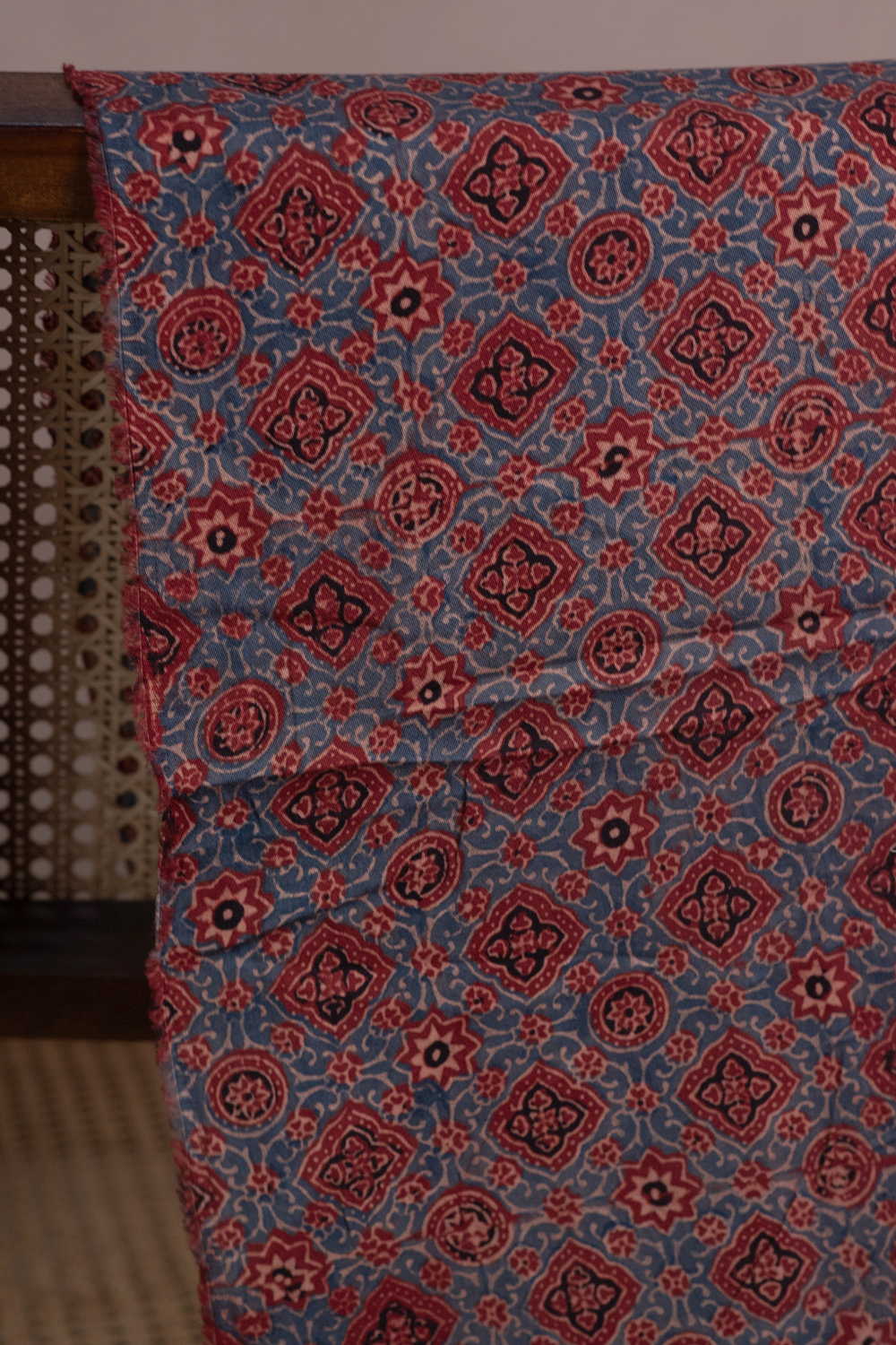 Maroon & Indigo Ajrak Cotton Fabric - Image 2