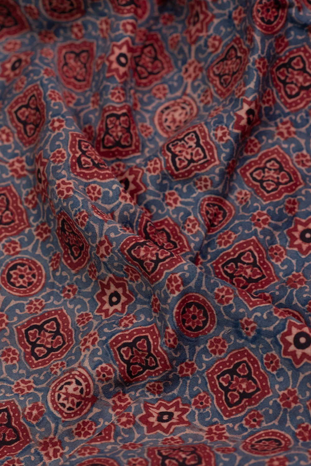 Maroon & Indigo Ajrak Cotton Fabric - Image 3