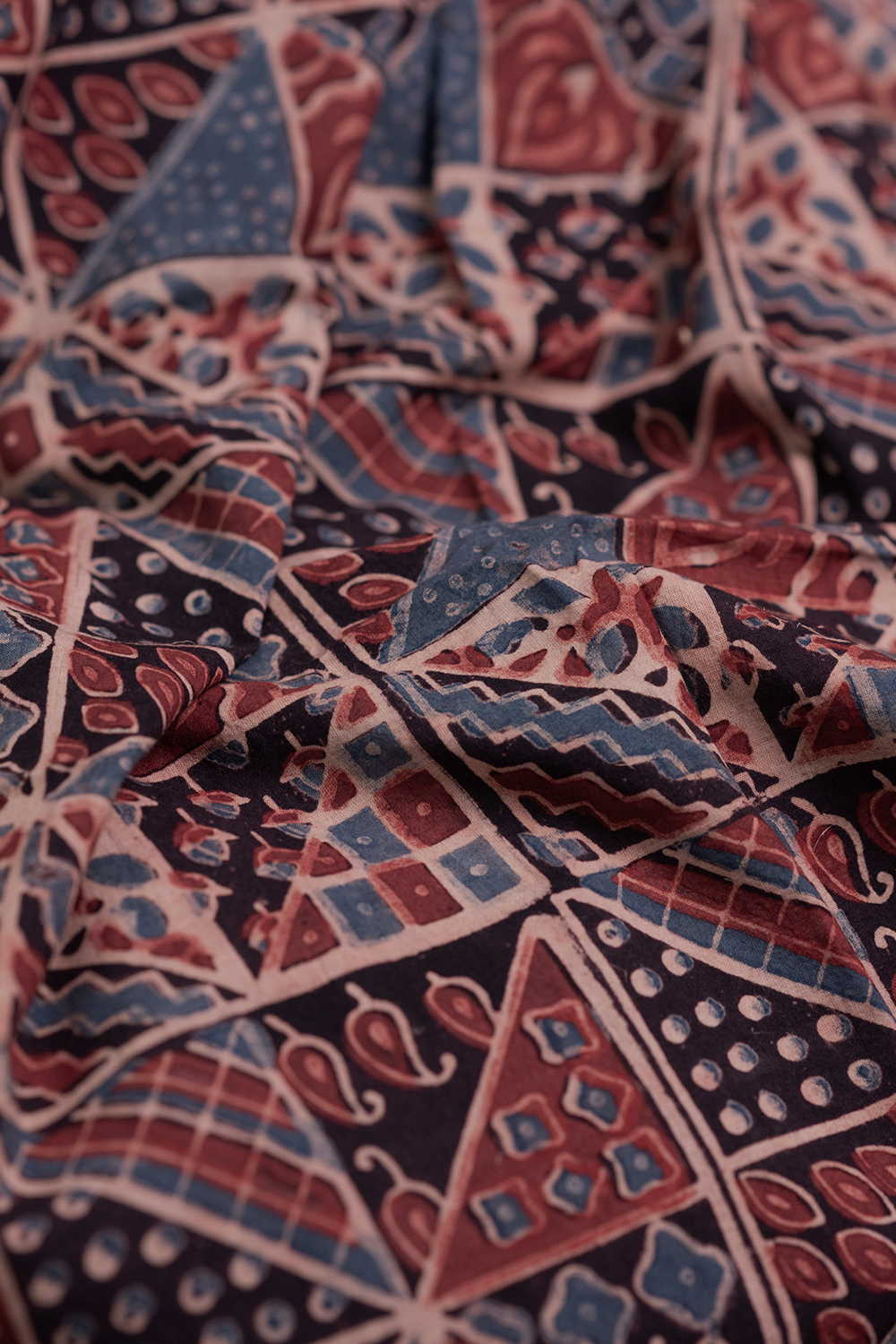 Box Patterned Ajrak Cotton Fabric - Image 2