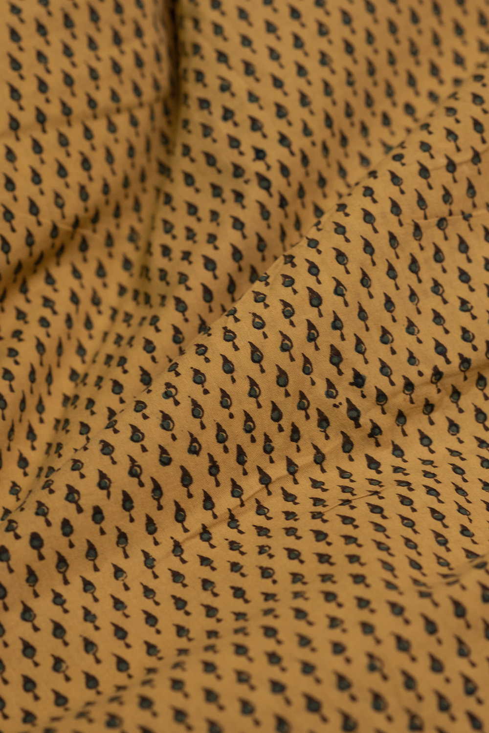 Tiny Motifs on Yellow Ajrak Cotton Fabric - Image 3