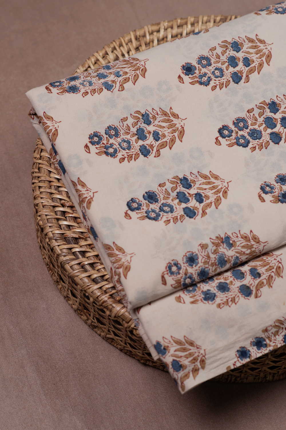 Buttas on Cream Ajrak Cotton Fabric - Image 2