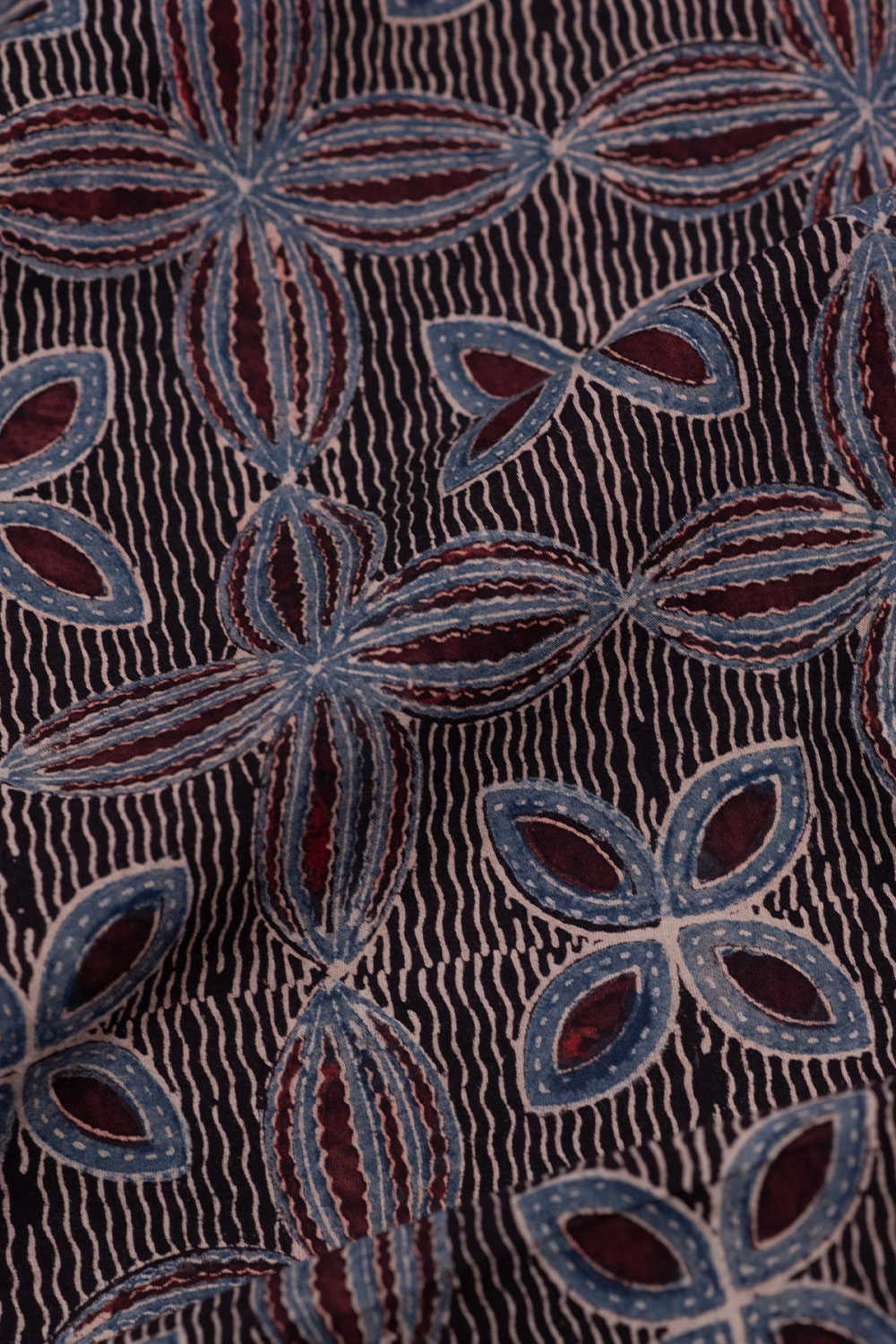 Black Patterned Ajrak Cotton Fabric - Image 3