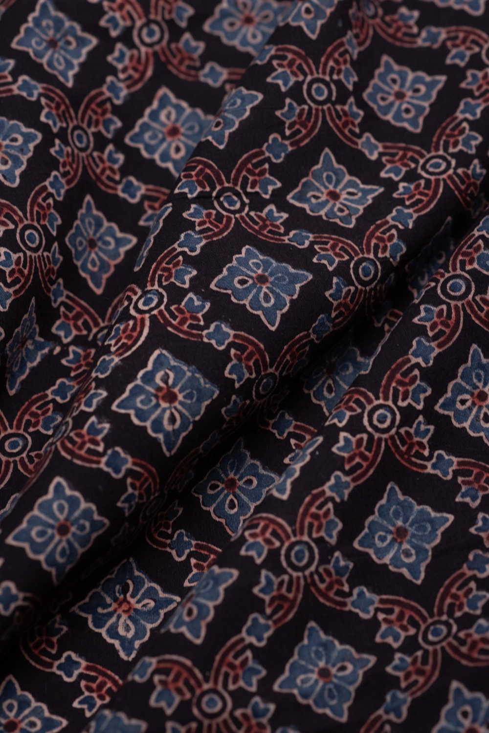 Patterned Black Ajrak Cotton Fabric - Image 2