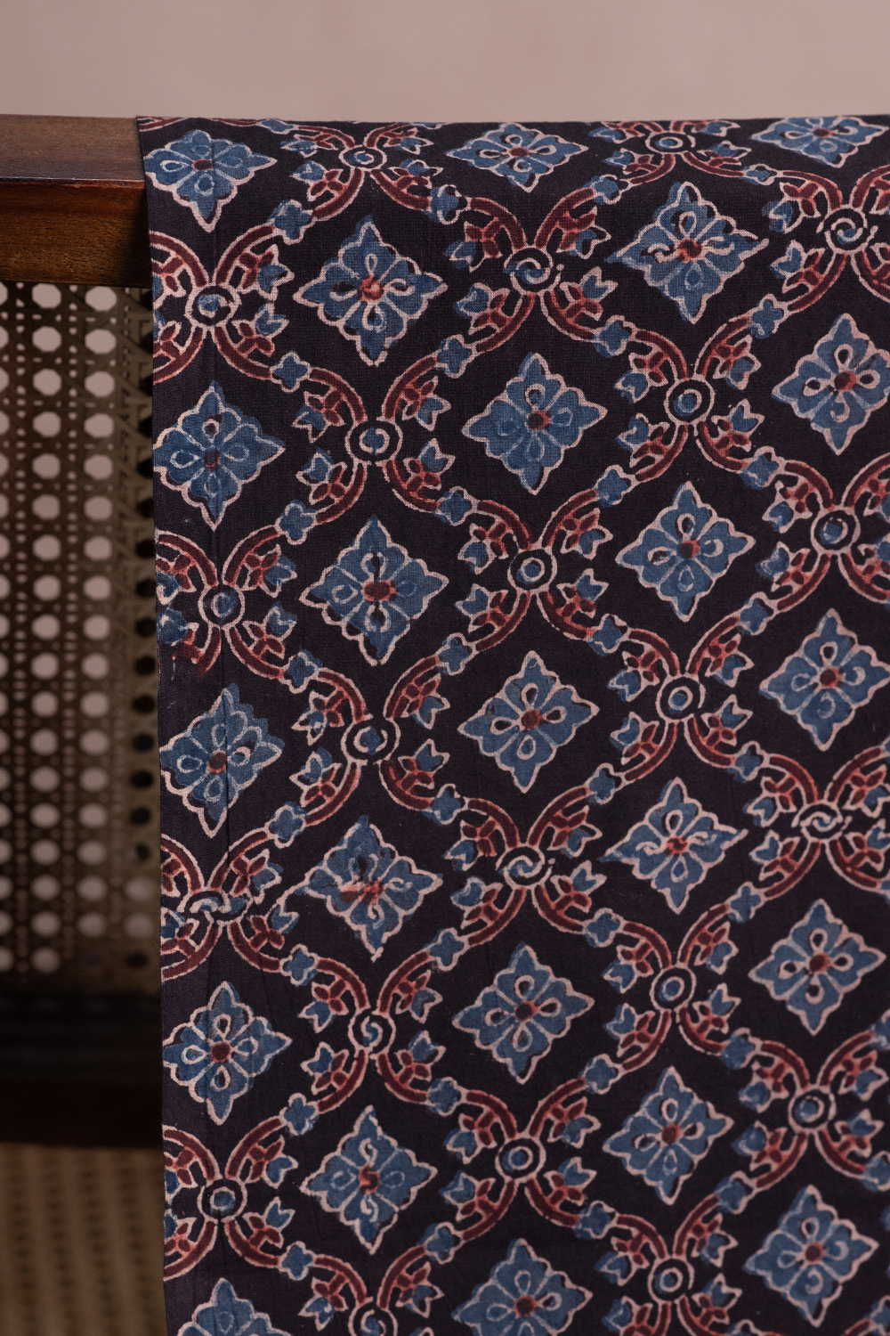 Patterned Black Ajrak Cotton Fabric - Image 3