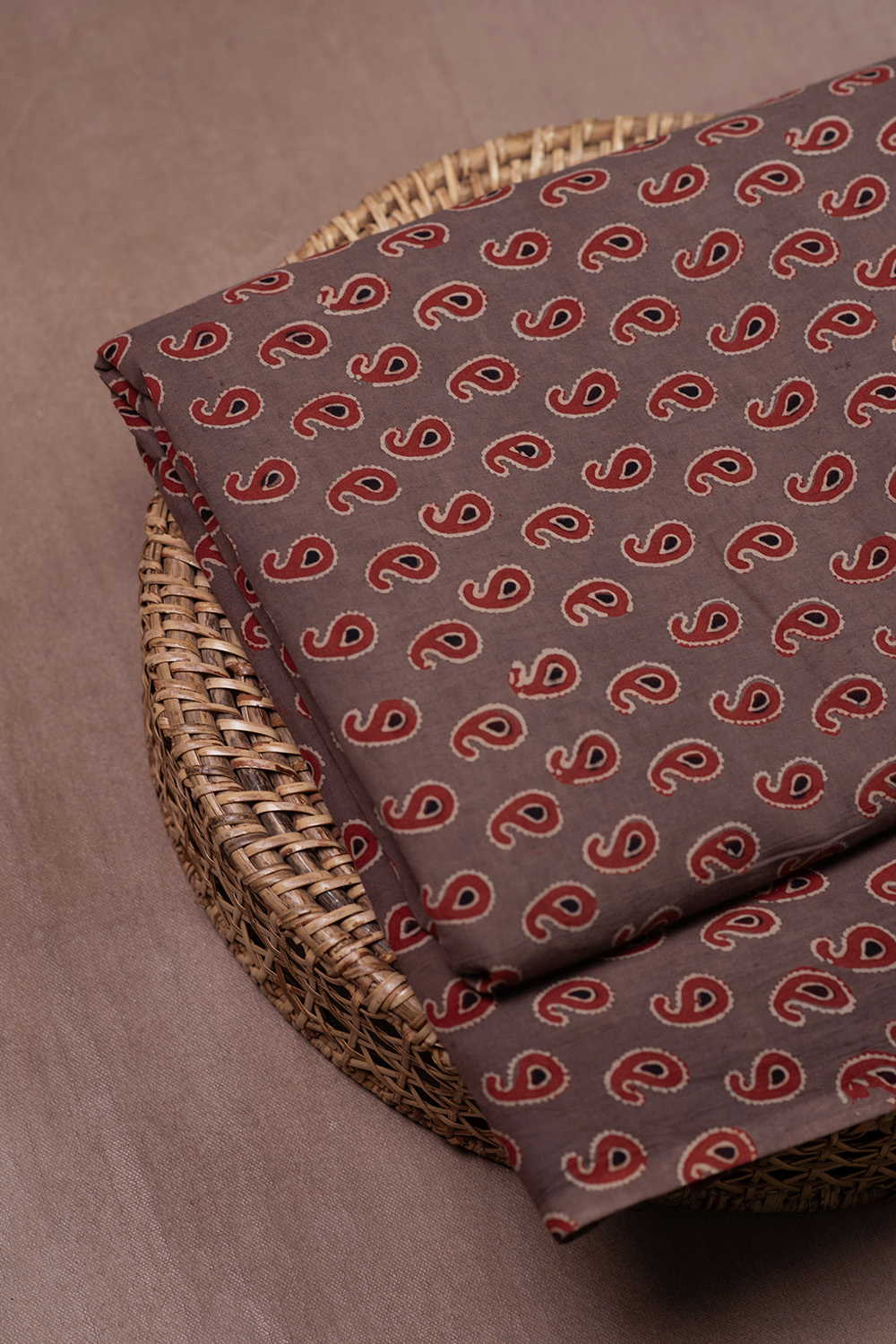 Paisley on Brown Ajrak Cotton Fabric