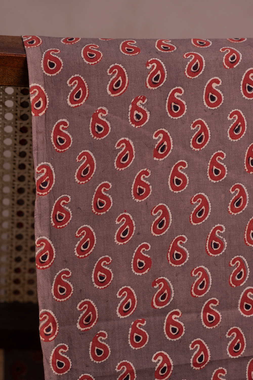 Paisley on Brown Ajrak Cotton Fabric - Image 2