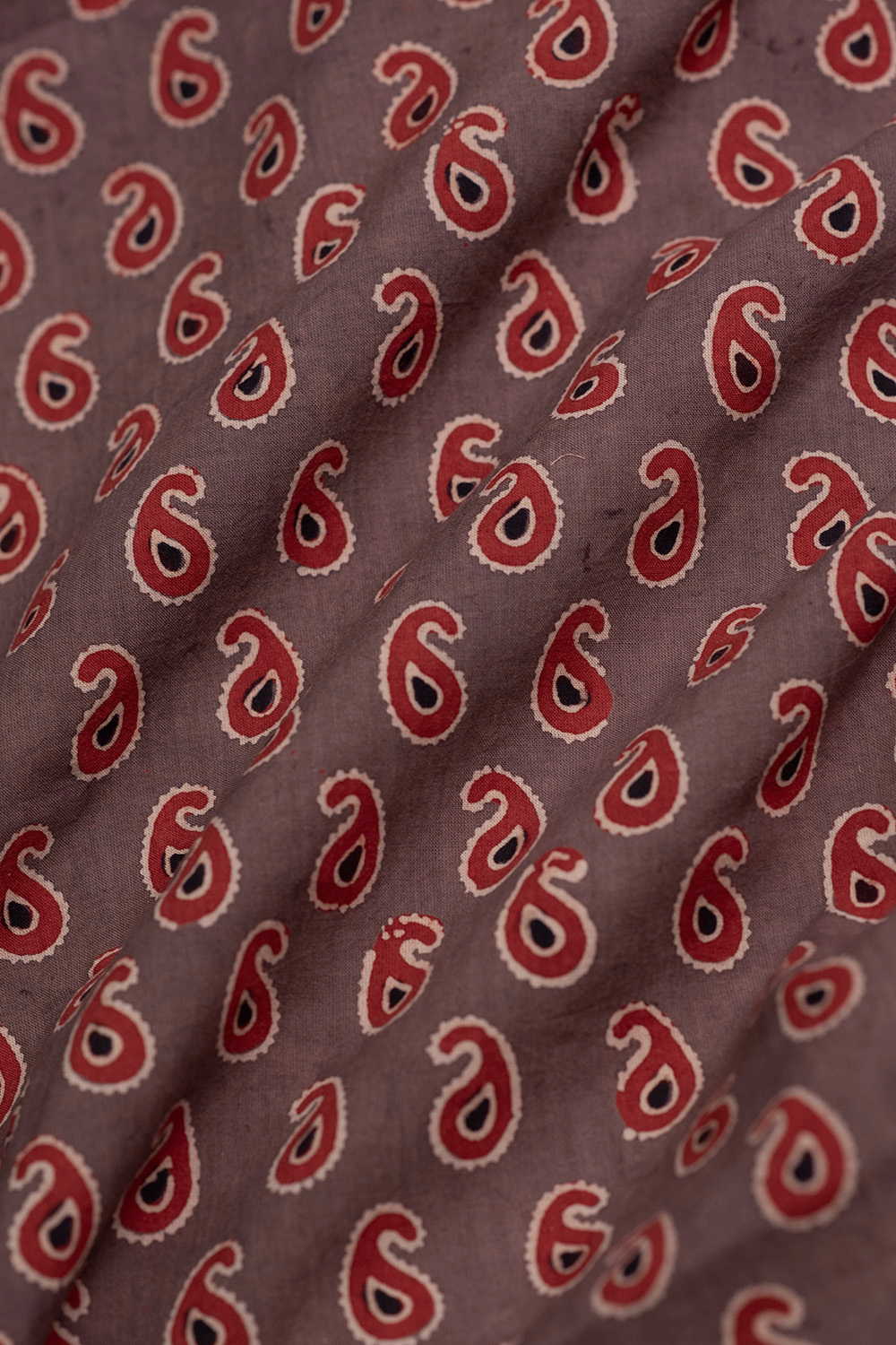 Paisley on Brown Ajrak Cotton Fabric - Image 3