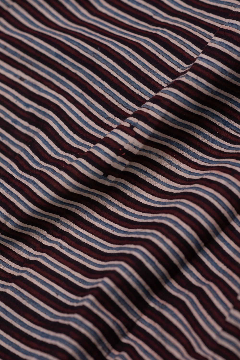 Lines on Black Ajrak Cotton Fabric - Image 3