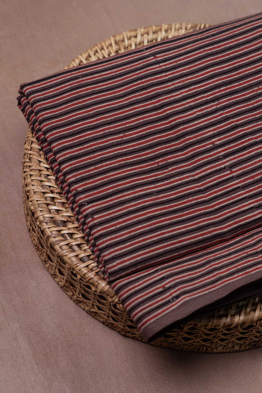 Lines - Brown Ajrak Cotton Fabric - Image 2