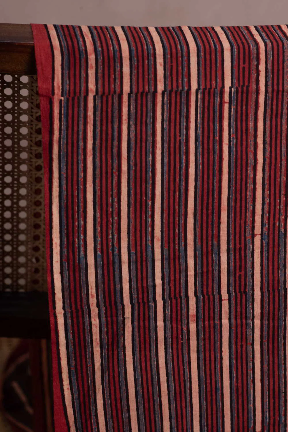 Multi Lines Ajrak Cotton Fabric