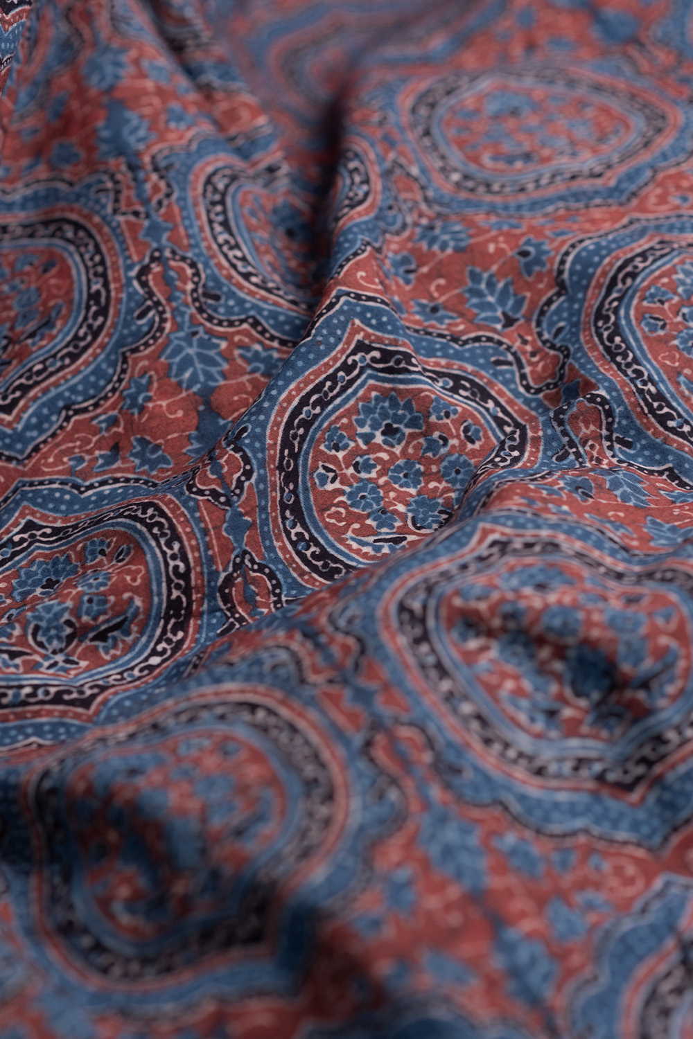Dark Indigo Ajrak Cotton Fabric - Image 3