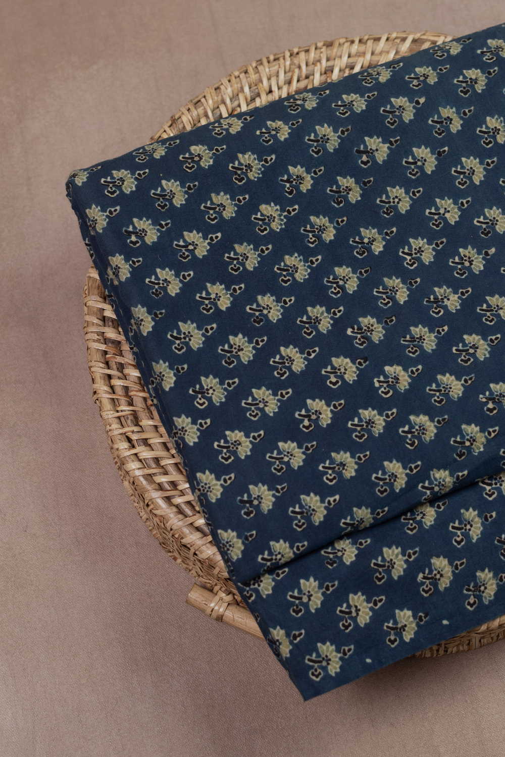 Indigo with Tiny Motifs Ajrak Cotton Fabric
