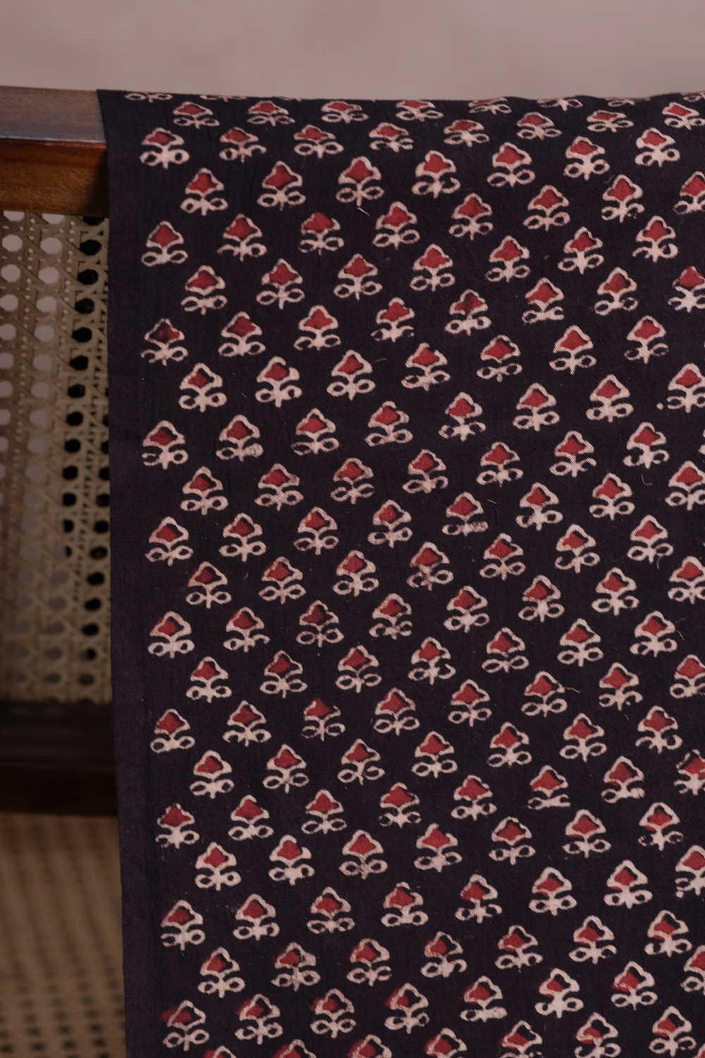 Black with Motifs Ajrak Cotton Fabric