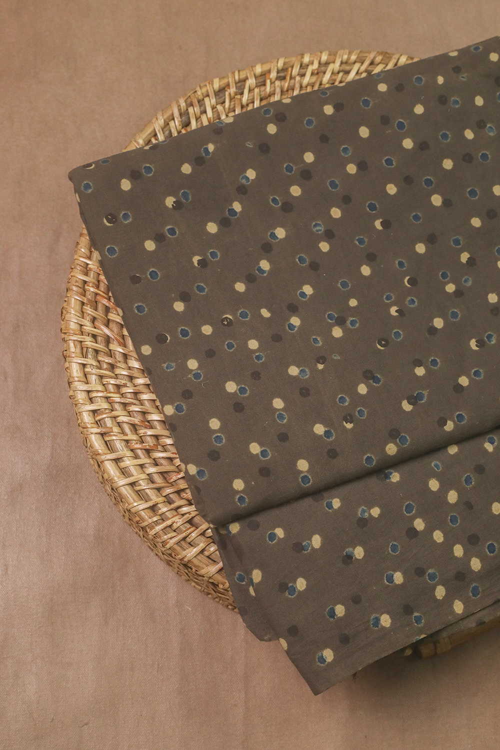 Grey with Dots on Ajrak Cotton Fabric