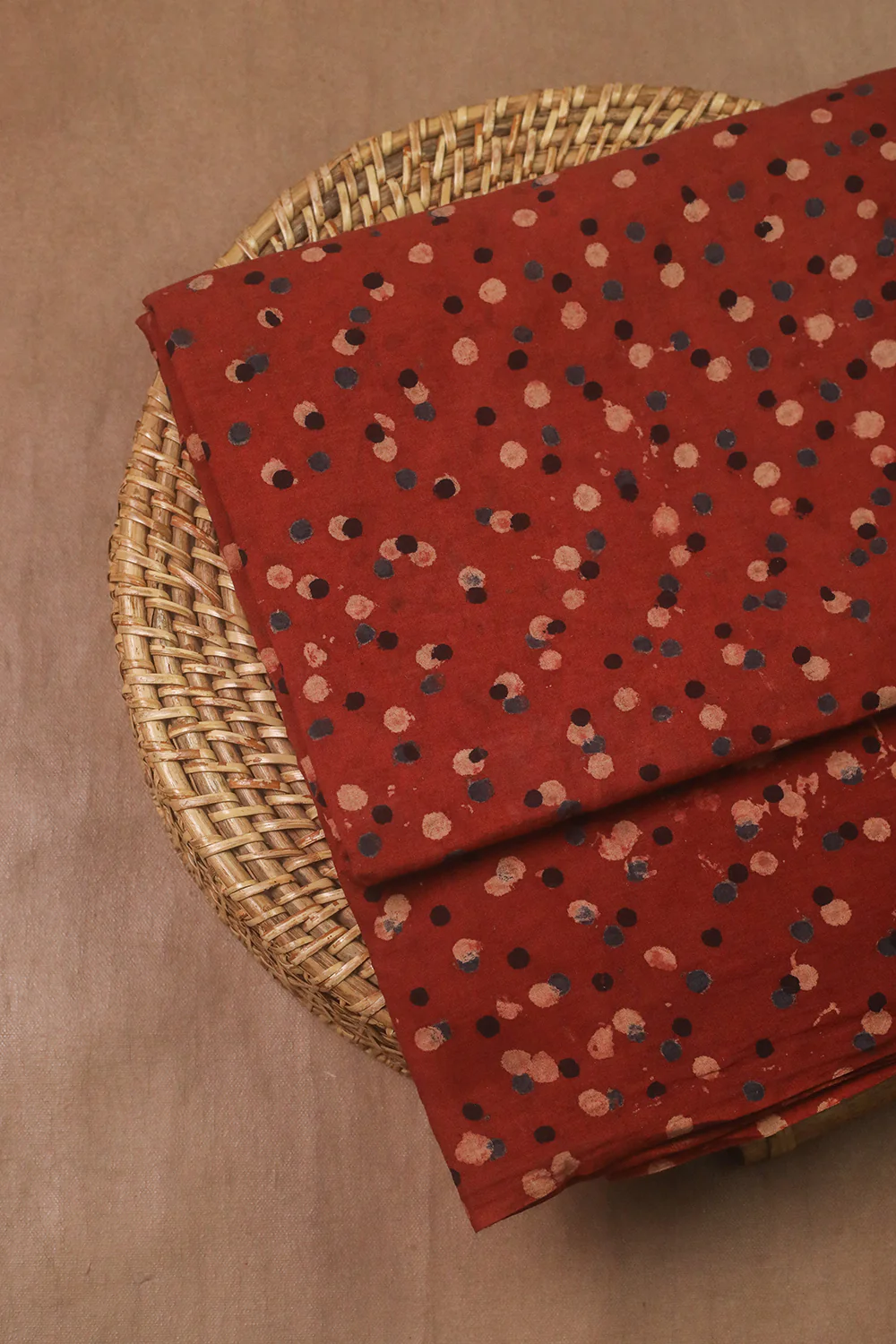 Maroon Dotted Ajrak Cotton Fabric