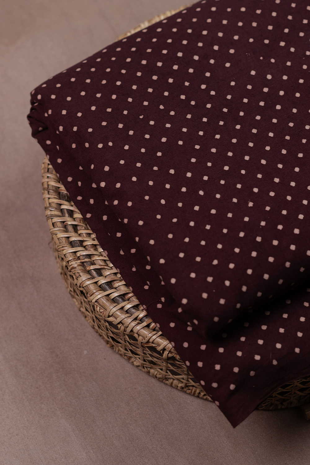 Tiny Dots - Brown Ajrak Cotton Fabric