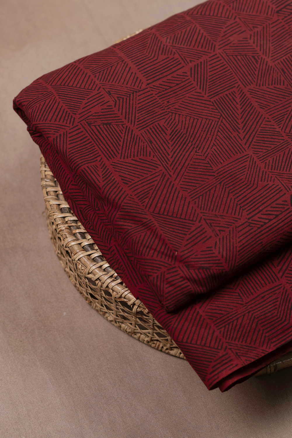 Rust Maroon Ajrak Cotton Fabric