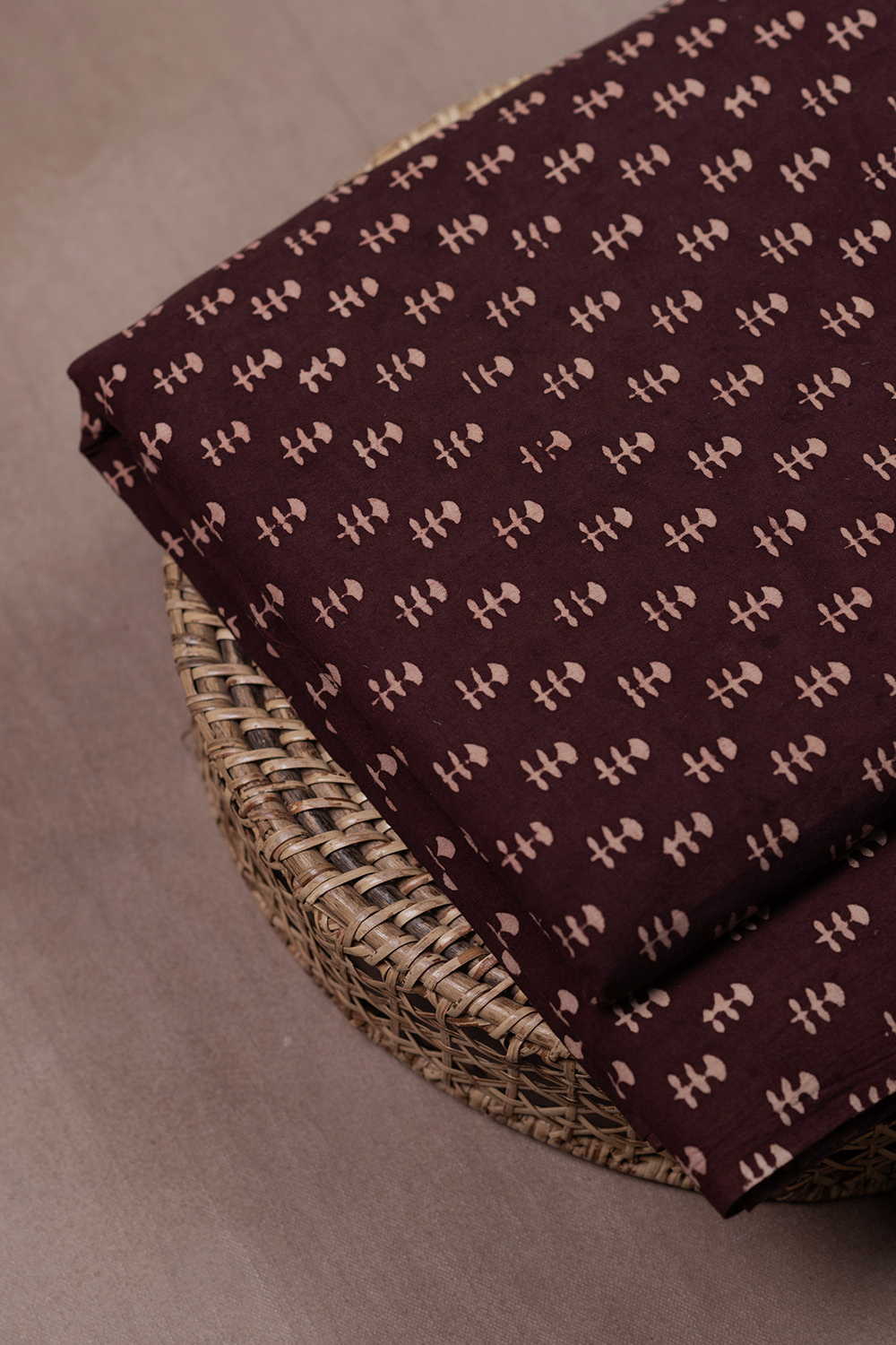 Choco Chip Brown Ajrak Cotton Fabric