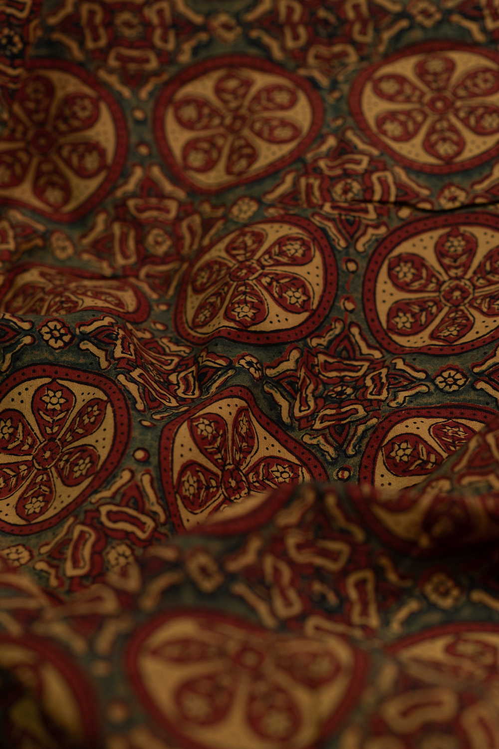 Maroon Patterned Ajrak Cotton Fabric - Image 2