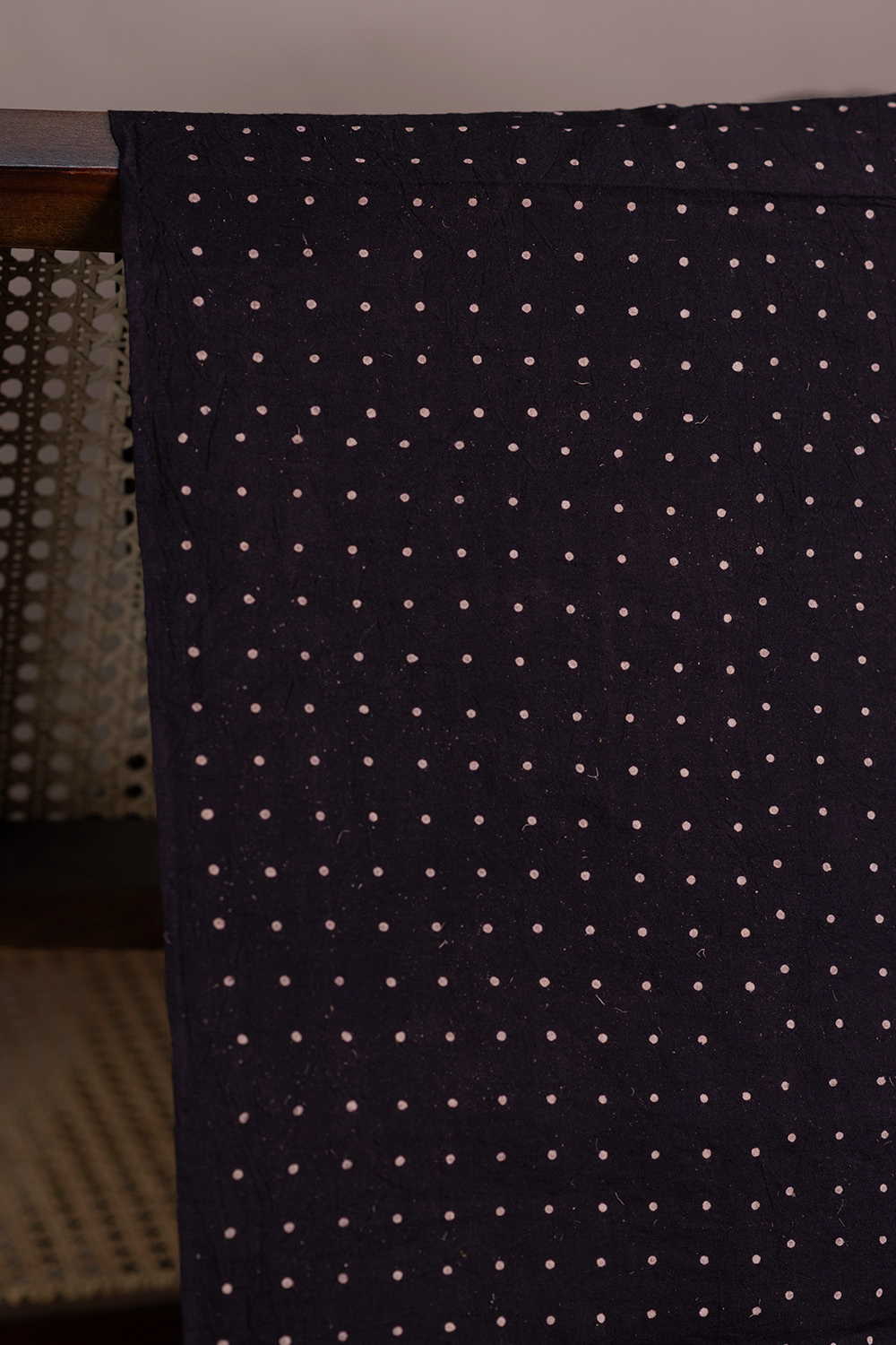 Tiny Dot - Pitch Black Ajrak Cotton Fabric - Image 3