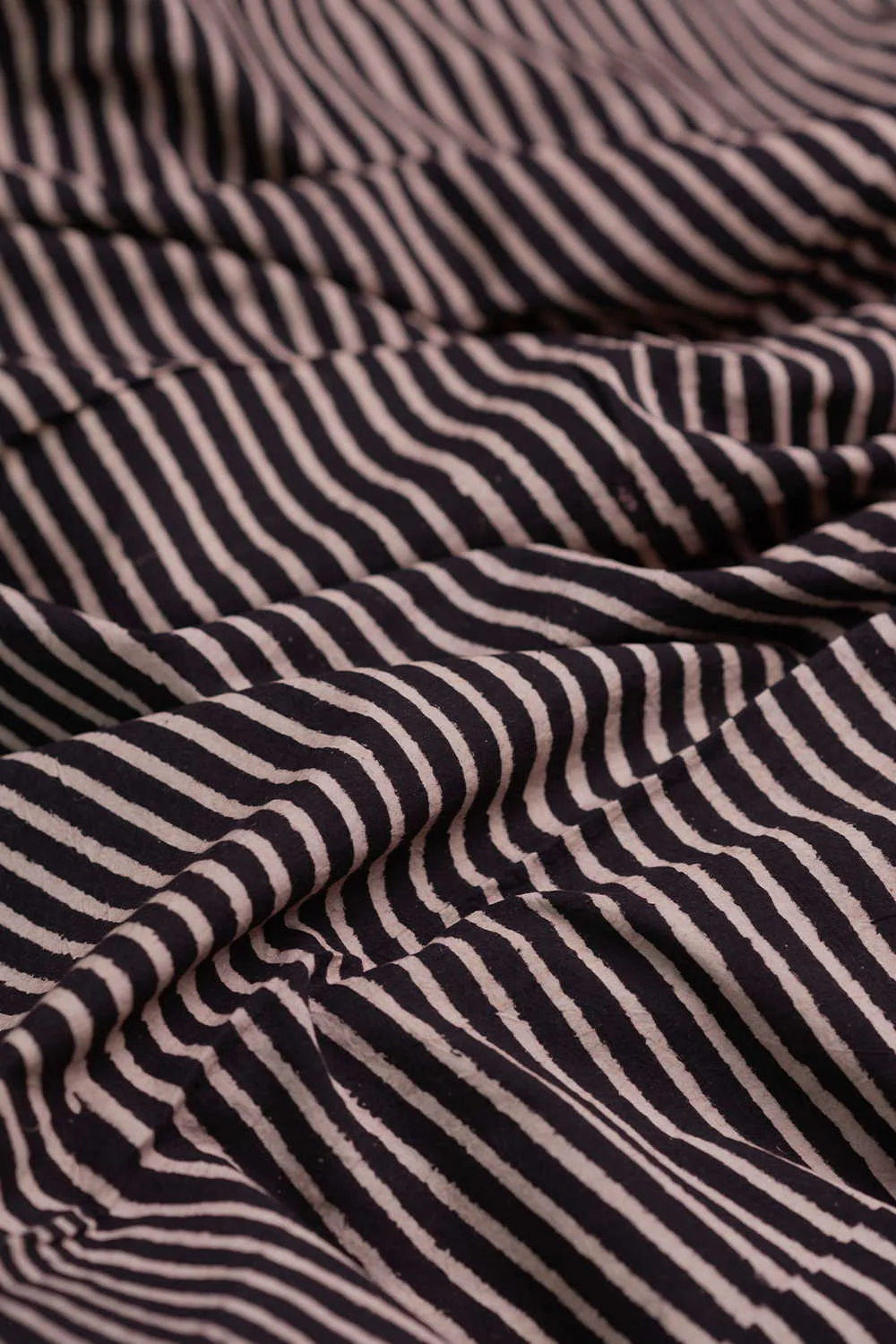 Lines on Black Ajrak Cotton Fabric - Image 3
