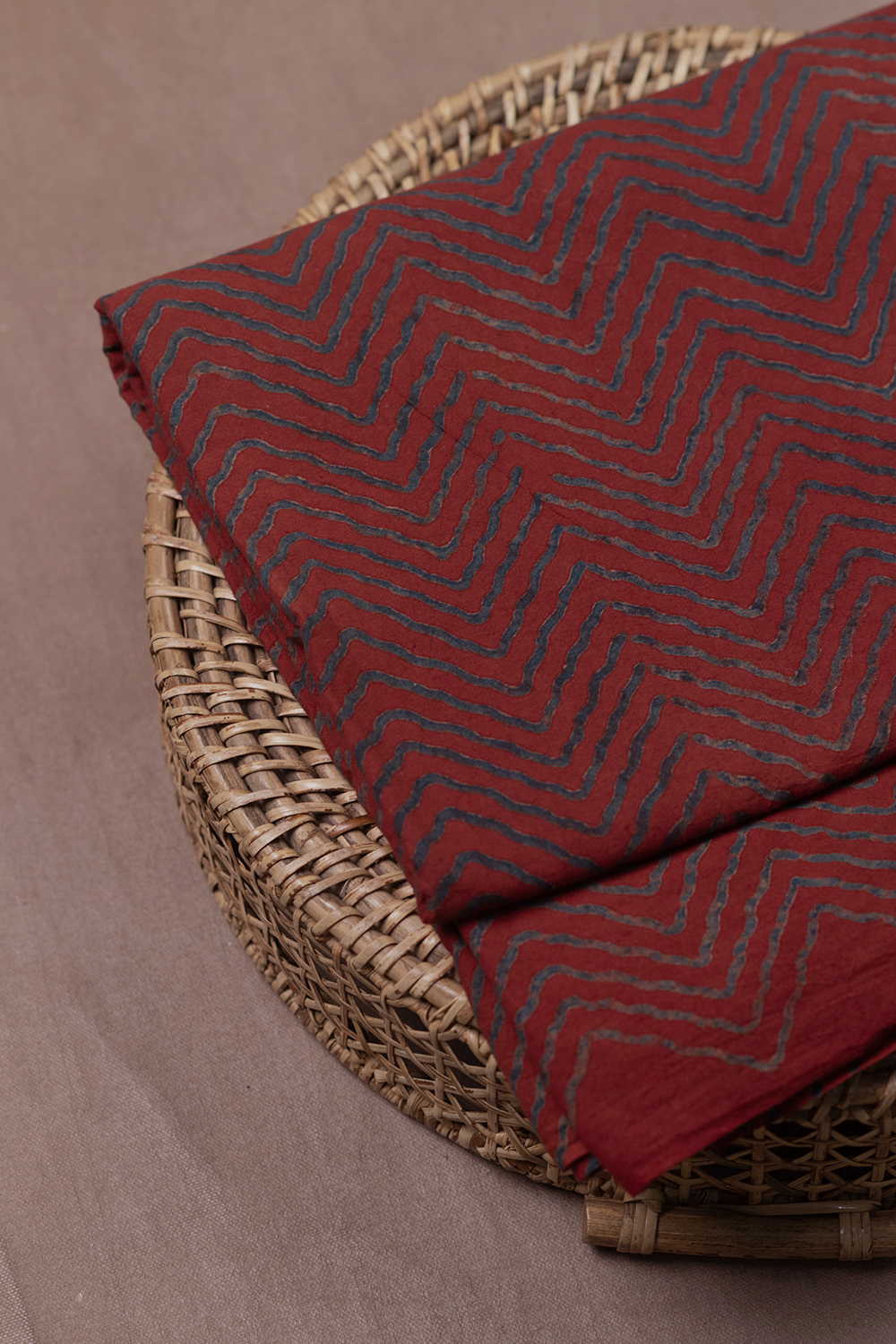 Subdued Maroon Ajrak Cotton Fabric