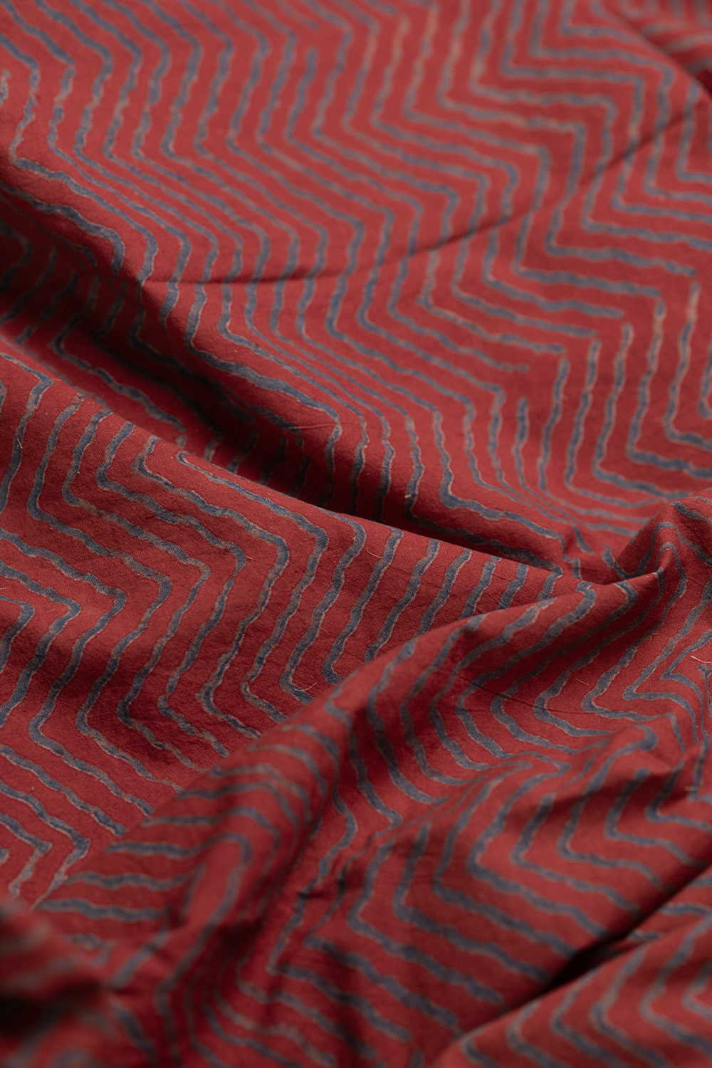 Subdued Maroon Ajrak Cotton Fabric - Image 3