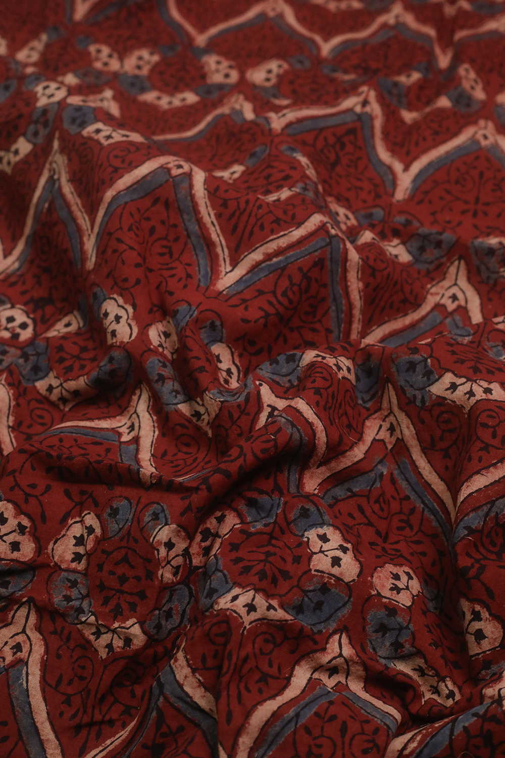 Patterned Maroon Ajrak Cotton Fabric - Image 2
