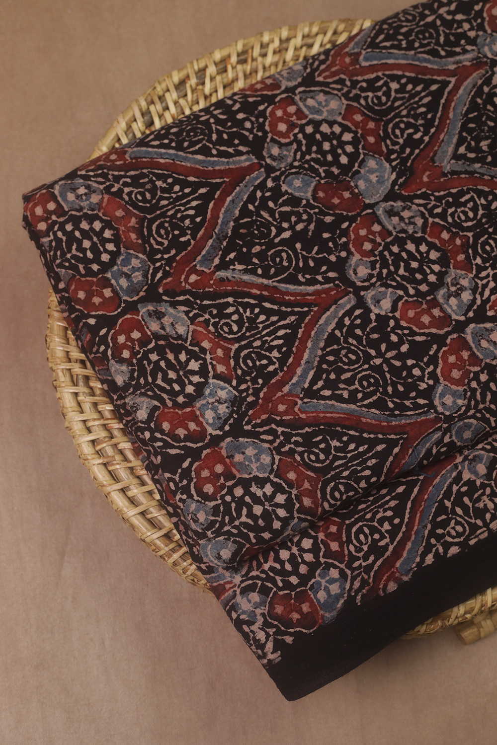 Black Ajrak Cotton Fabric