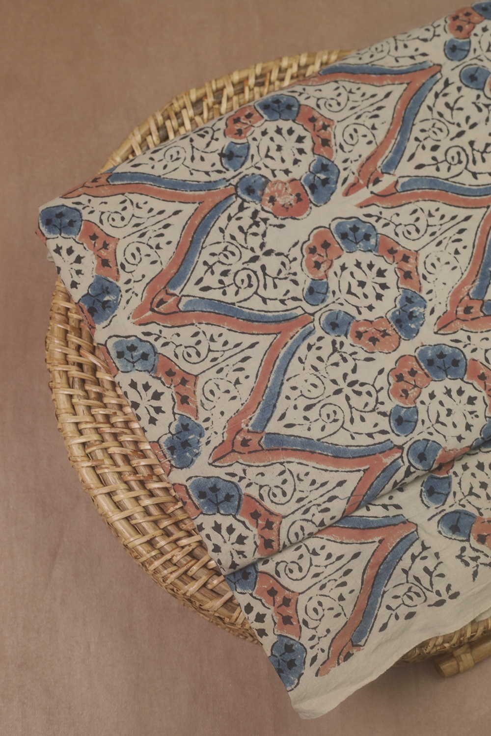 Patterns on Cream Ajrak Cotton Fabric