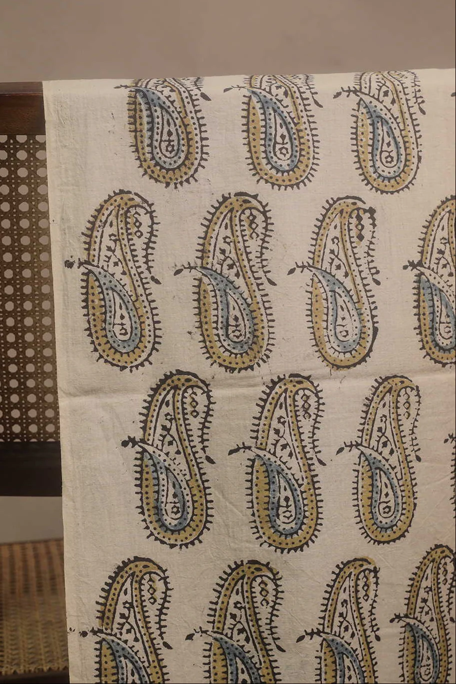 Paisley on Cream Ajrak Cotton Fabric
