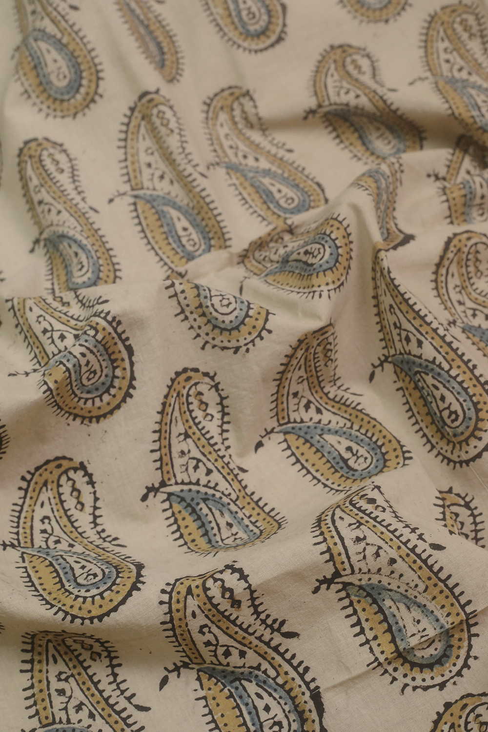 Paisley on Cream Ajrak Cotton Fabric - Image 3