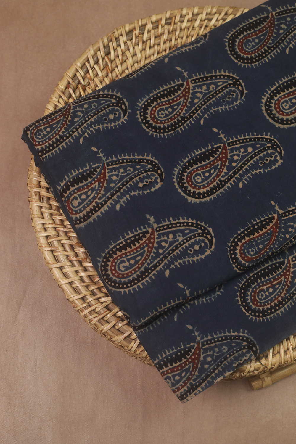 Paisley on Indigo Ajrak Cotton Fabric