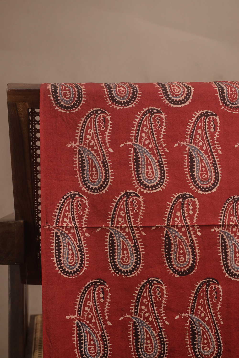 Maroon with Paisley Ajrak Cotton Fabric - Image 3