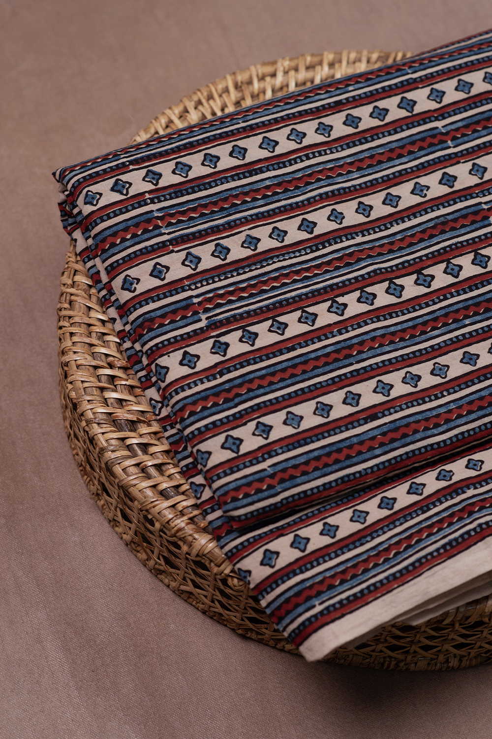 Multi-Lines on Cream Ajrak Cotton Fabric