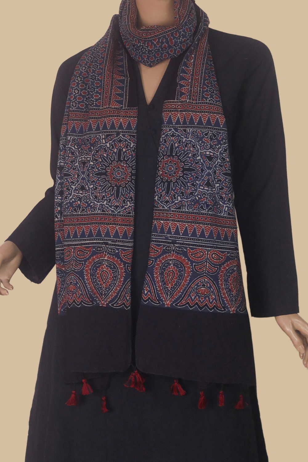 Indigo Patterend Ajrak Cotton Stole