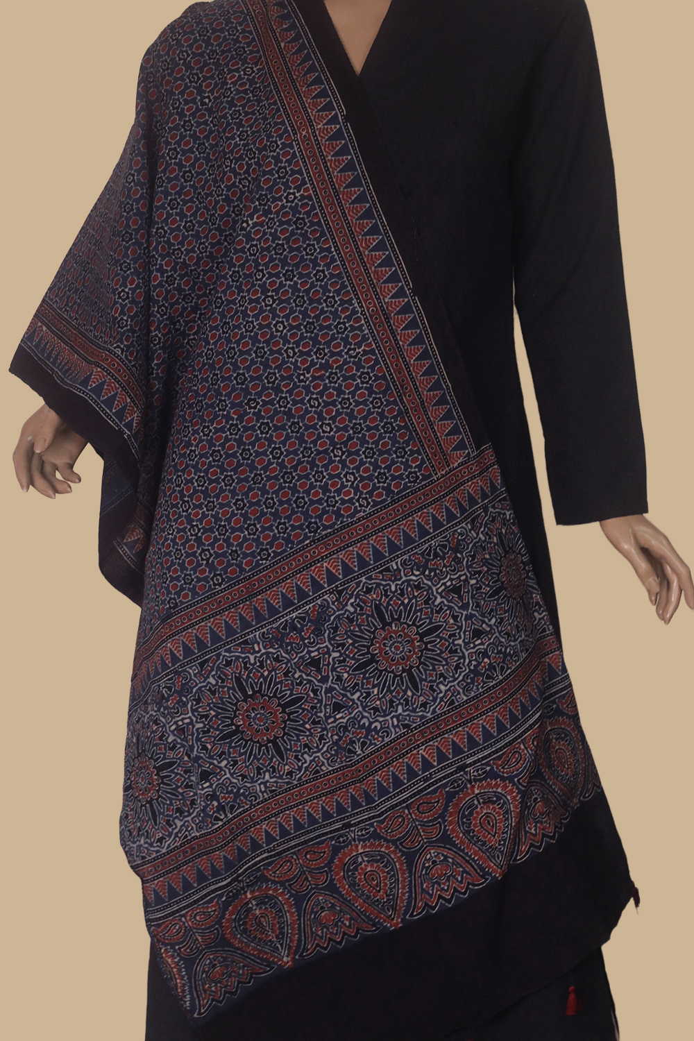 Indigo Patterend Ajrak Cotton Stole - Image 2