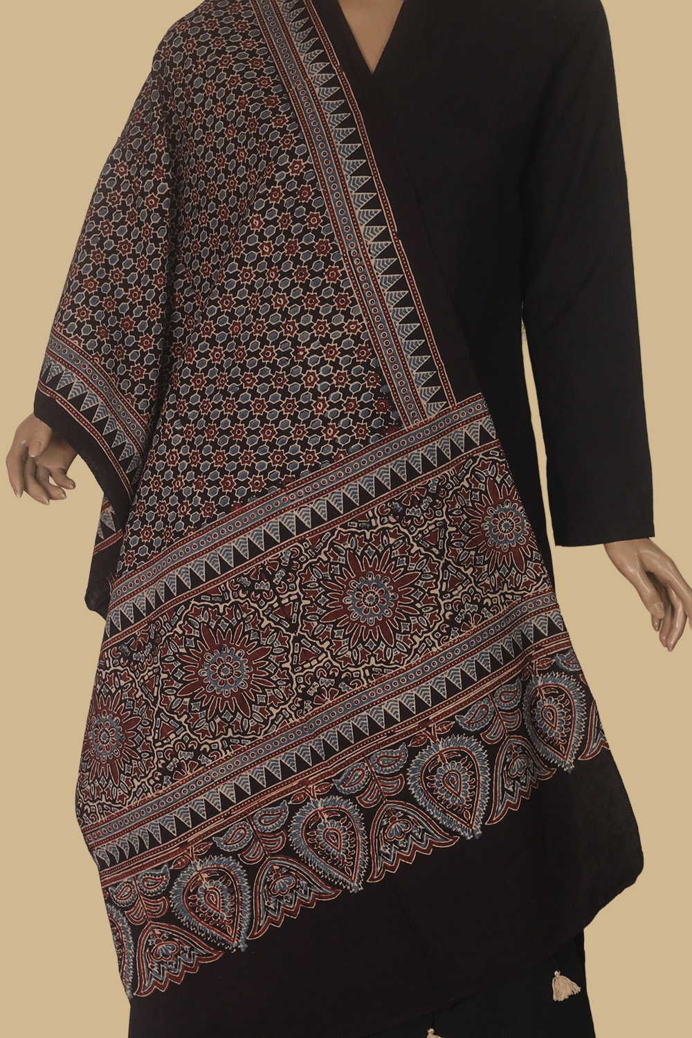 Dense Pattern Ajrak Cotton Stole