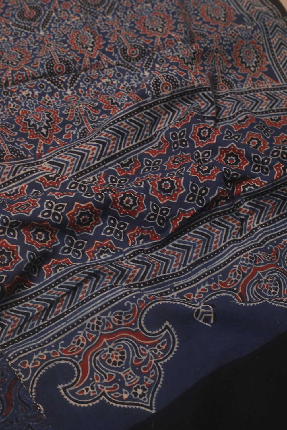 Maroon & Indigo Ajrak Cotton Stole - Image 3