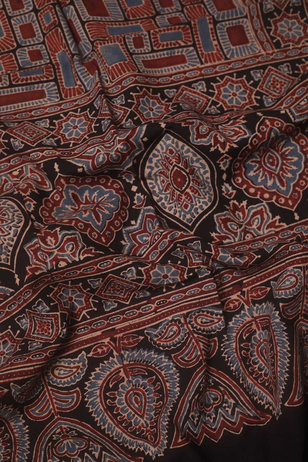Black Ajrak Cotton Stole - Image 2