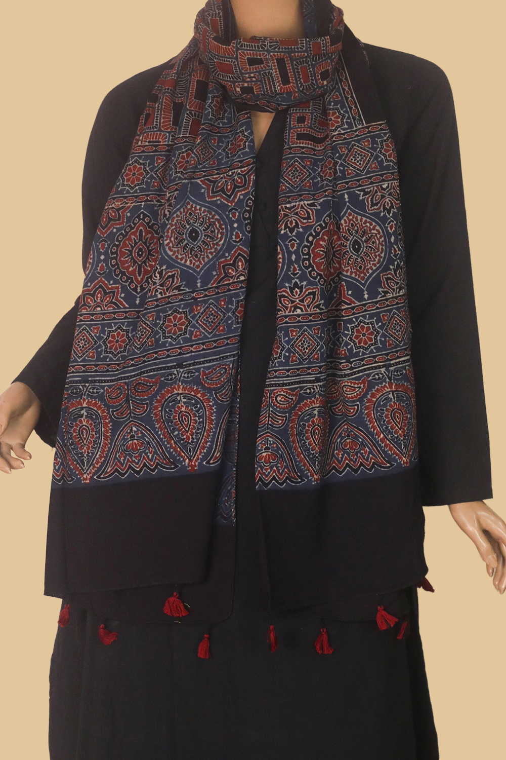 Indigo Ajrak Cotton Stole