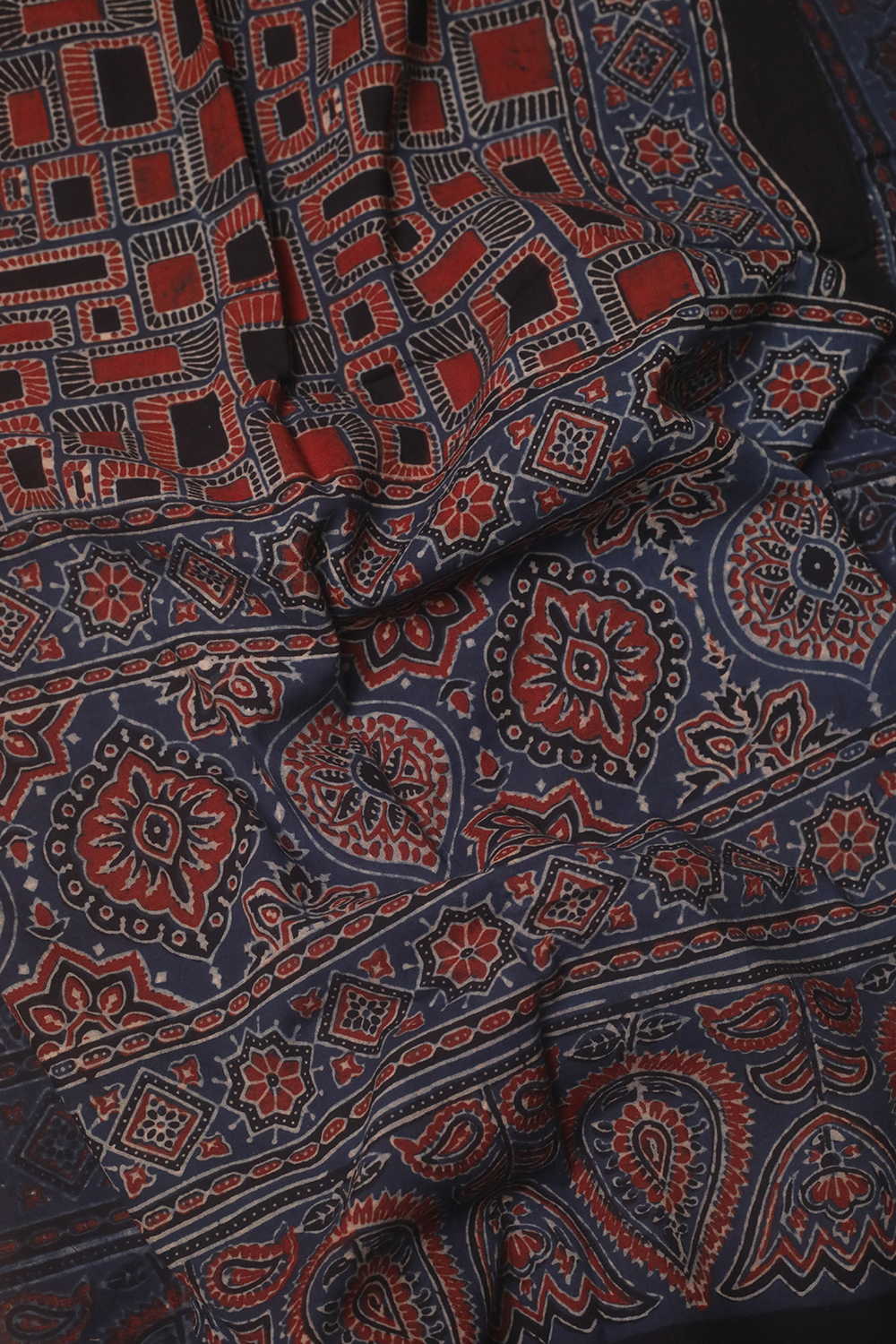 Indigo Ajrak Cotton Stole - Image 3