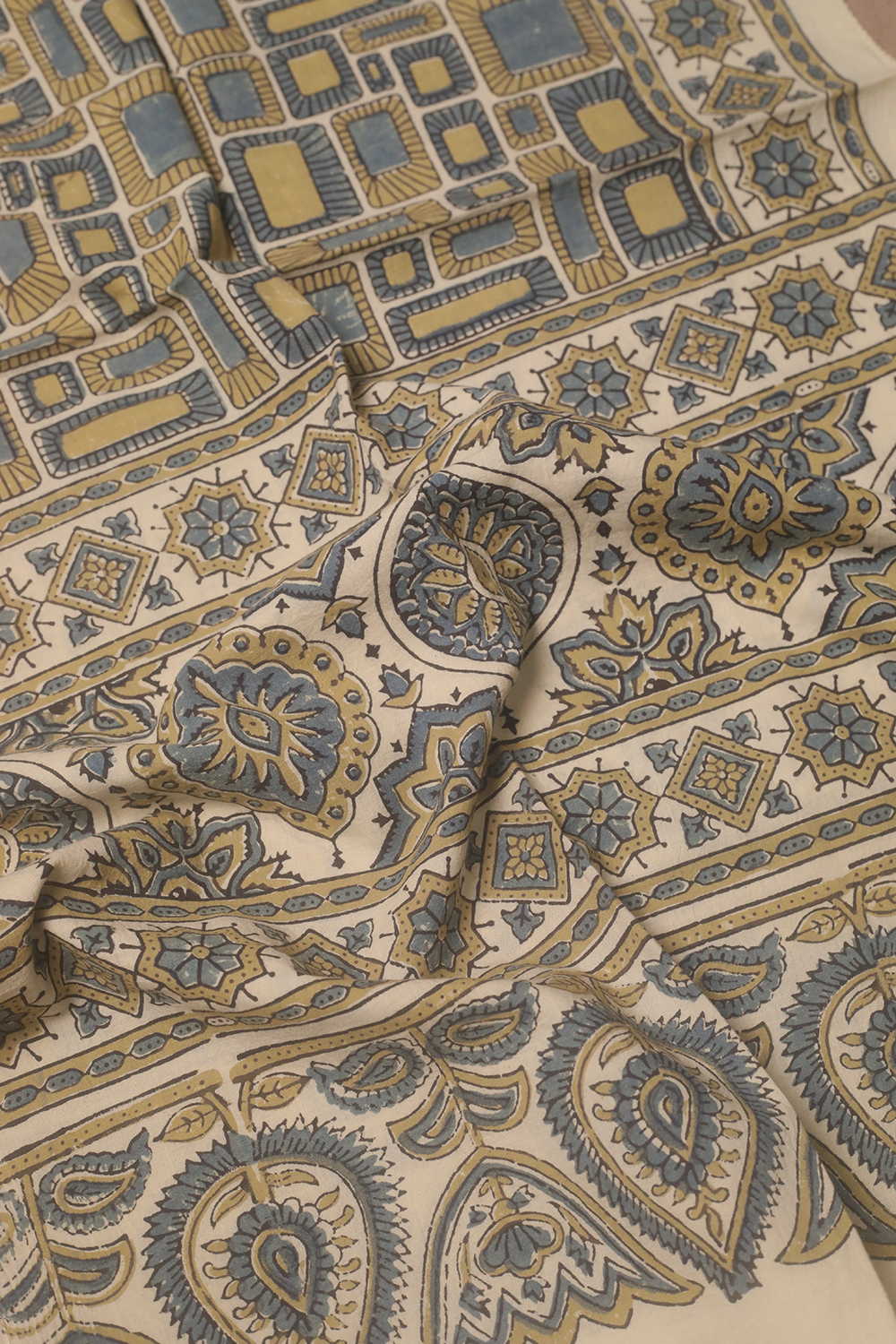 Cream - Mosaic Ajrak Cotton Stole - Image 2