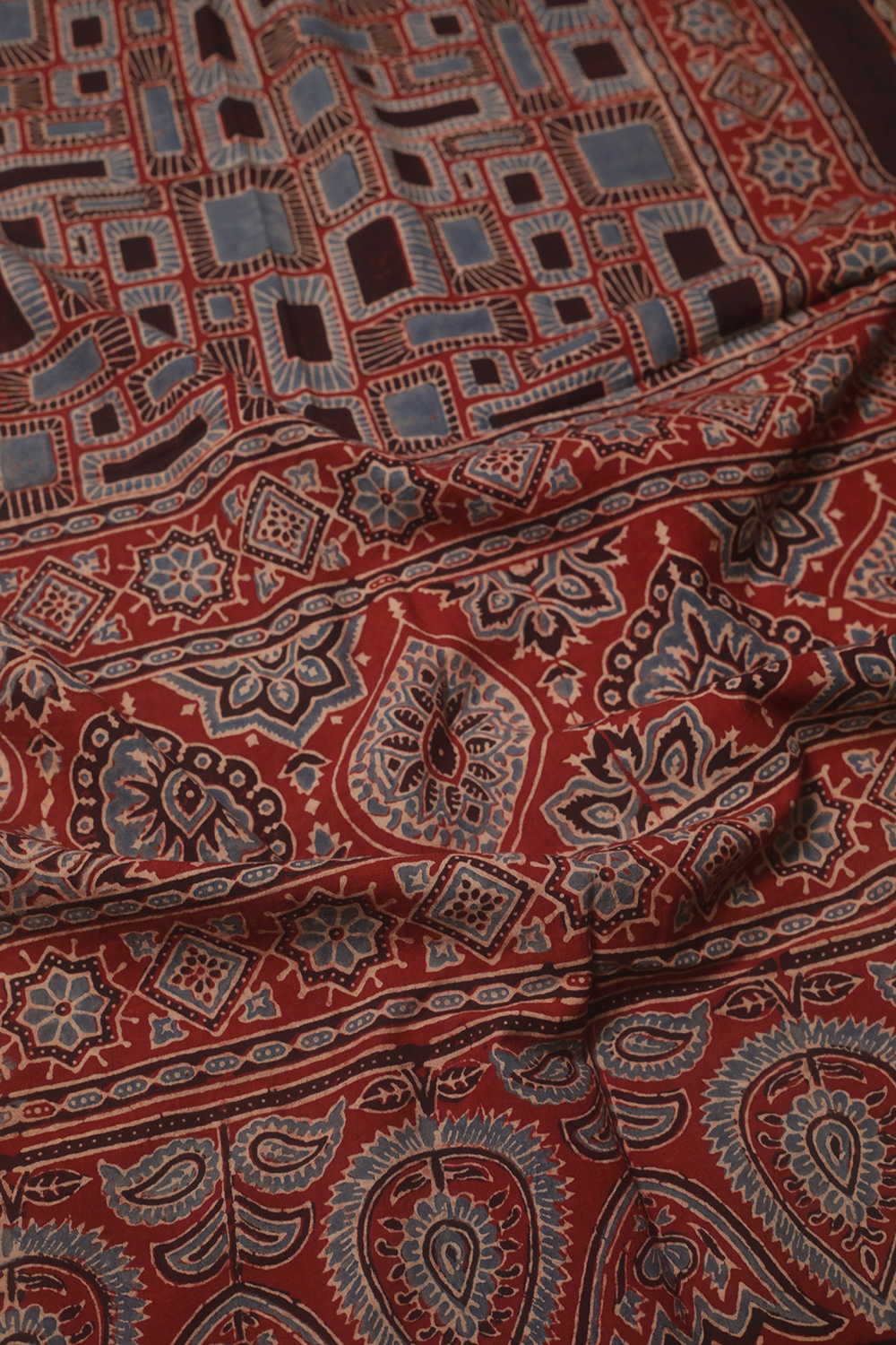 Geometric Pattern Ajrak Cotton Stole - Image 3